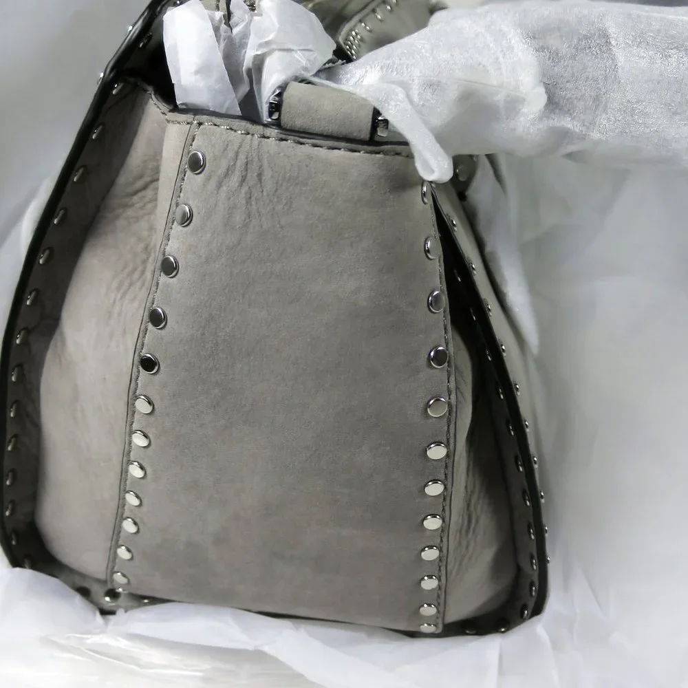 Rebecca Minkoff Midnighter Medium Satchel Grey Nubuck Leather NWT